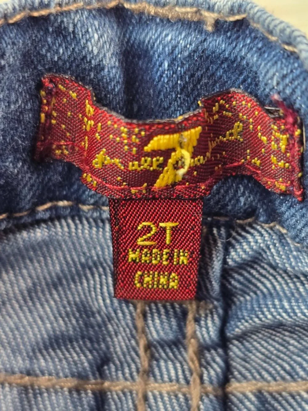 7 For All Mankind Toddler Girls Blue Denim Jeans Size 2T Made In China